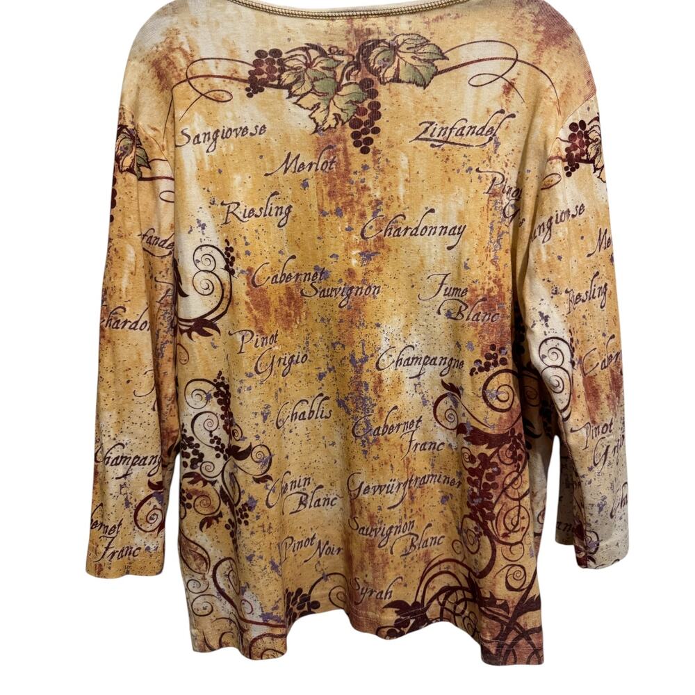 Cactus Bay Wine Shirt Size XL Rhinestones All Over Graphic Made in USA Artsy - Picture 3 of 11